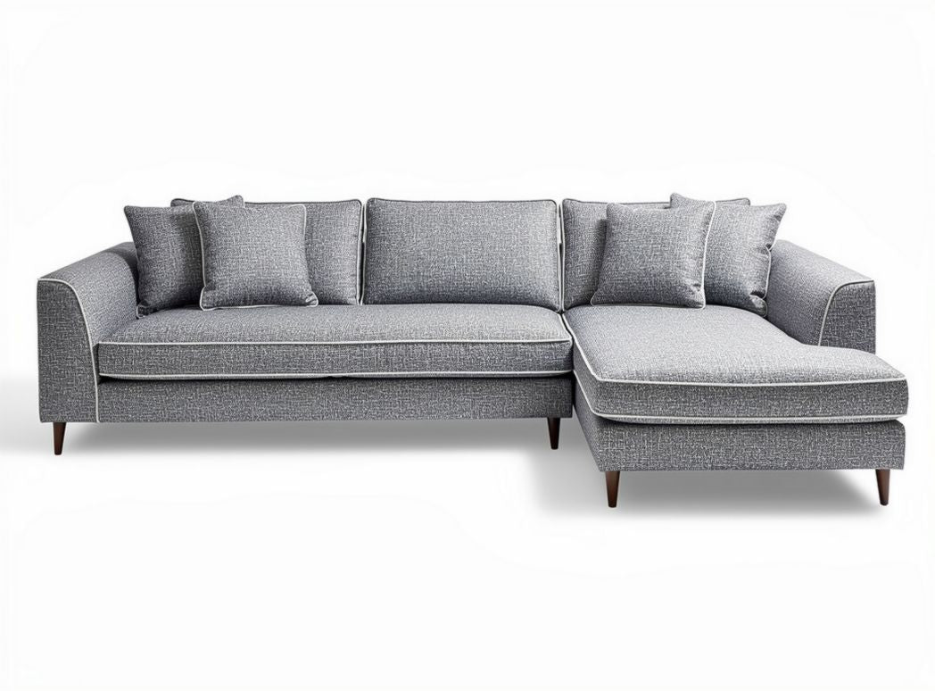 Divano angolare in tessuto marrone con cuscini sfoderabili 230 x 160 x 85cm