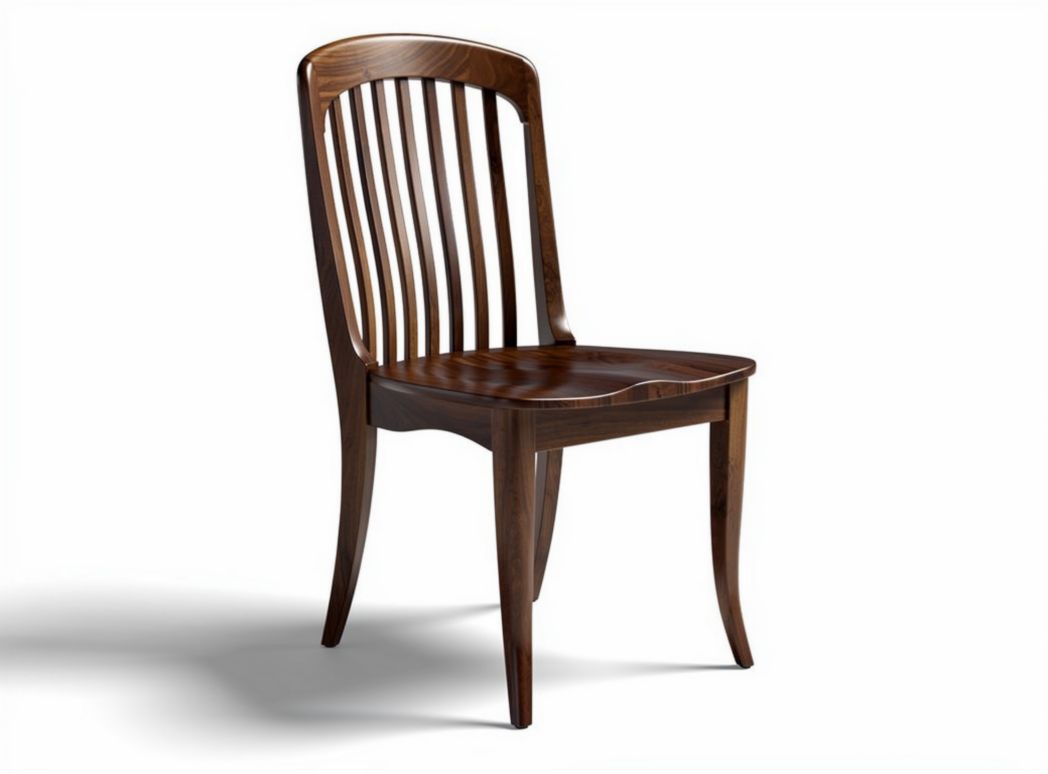 Sedia in legno massello color noce con schienale a doghe dimensioni 40 x 45 x 90cm