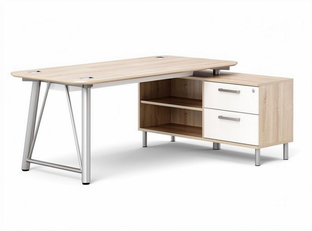 Scrivania moderna in legno colorato con cassetti e scomparti dimensioni 150 x 75 x 75cm