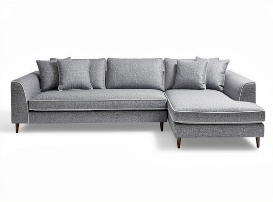 Divano angolare in tessuto marrone con cuscini sfoderabili 230 x 160 x 85cm