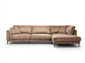 Divano angolare in tessuto grigio con poggiareni e cuscini inclusi 240 x 180 x 90cm