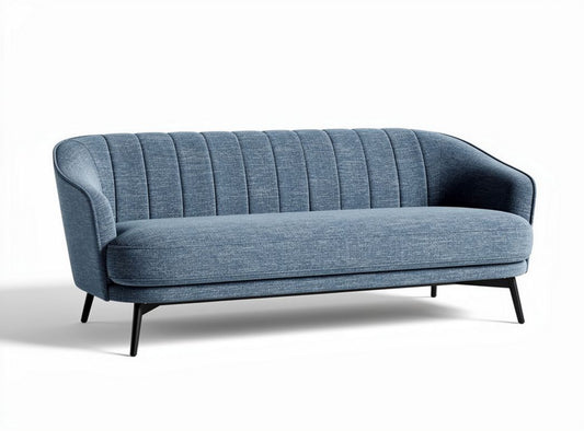Divano in tessuto blu con struttura in legno 200 x 90 x 80 cm