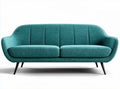 Divano in tessuto blu ottomano con struttura in metallo 200 x 90 x 80cm