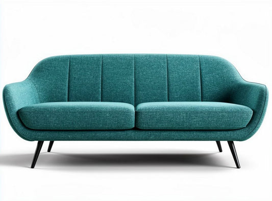 Divano in tessuto blu ottomano con struttura in metallo 200 x 90 x 80cm