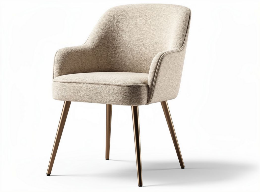 Poltrona beige con struttura in metallo e seduta imbottita 55 x 50 x 80cm