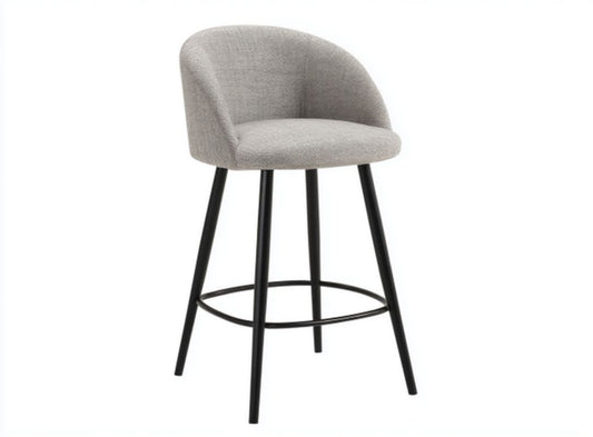 Sgabello da bar in tessuto grigio con gambe in legno e acciaio 40 x 40 x 100cm