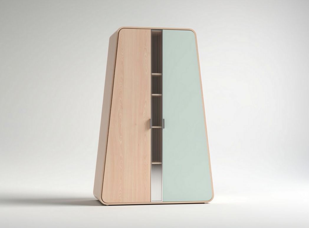 Armadio moderno in legno di betulla con anta verde e dimensioni 90 x 60 x 150cm
