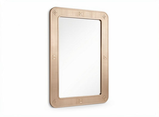 Specchio rettangolare in metallo argentato 90 x 60 x 3cm per arredamento casa