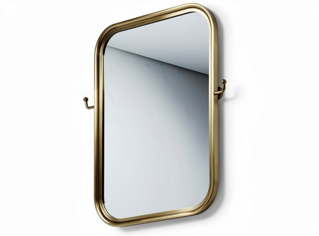Specchio rettangolare in metallo con ganci dimensioni 60 x 40 x 2cm color oro satinato