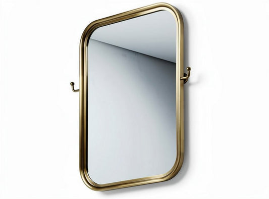 Specchio rettangolare in metallo con ganci dimensioni 60 x 40 x 2cm color oro satinato
